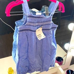 H&M - NWT - Denim-look Smocked romper